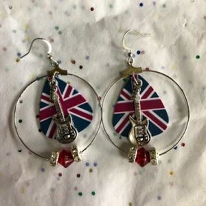 Def Leppard Union Jack Guitar Pick Earrings